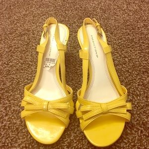 Predictions Yellow open toe 2 inch wedge